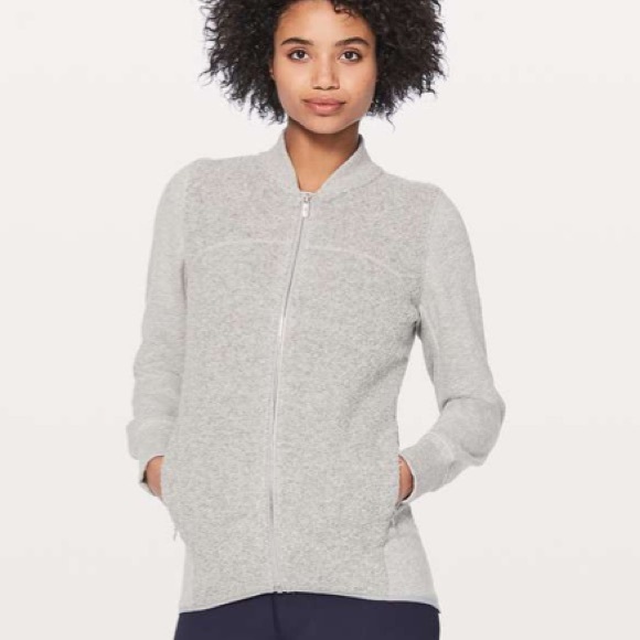 lululemon athletica Jackets & Blazers - Lululemon Stand Out Sherpa Full Zip Jacket Size 6 in Heathered Core Light Grey